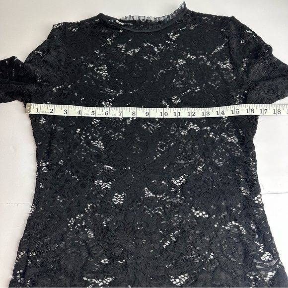 Lace Long Sleeve Top High Neck Stretch Women's size XL black READ DESCRIPTION - Picture 5 of 9